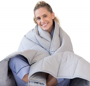 Luna Adult Weighted Blanket - Individual Use - 15 Lbs - 60x80 - Queen Size Bed - 100% Oeko-Tex Cooling Cotton & Glass Beads - USA Designed - Heavy Cool Weight - Light Grey